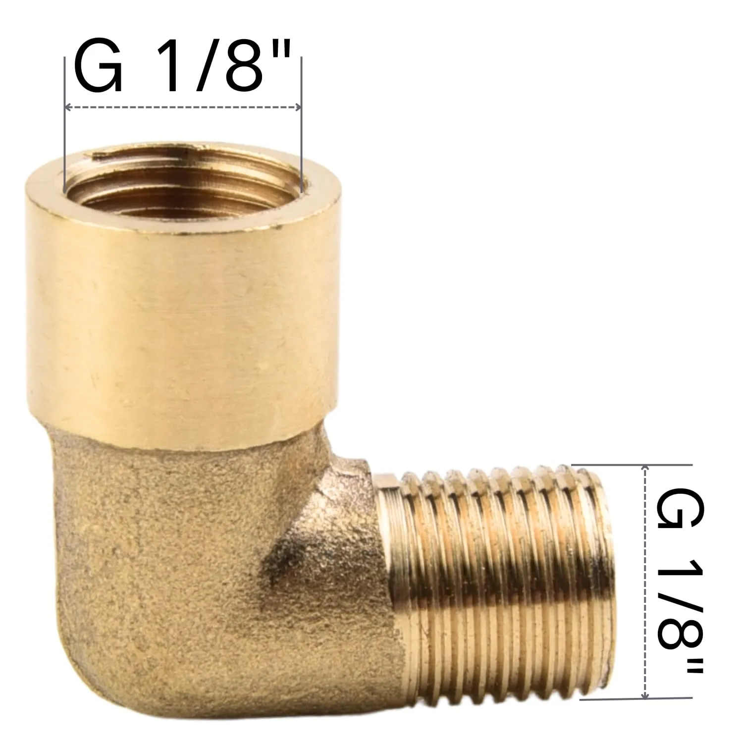 4 Pezzi Raccordo Gomito 90° in Ottone, Filetto G 1/8" Femmina x Maschio, Parete Ispessita Anticorrosivo, Tenuta Stagna per Idraulica, Sanitari e Riscaldamento - immagine 2