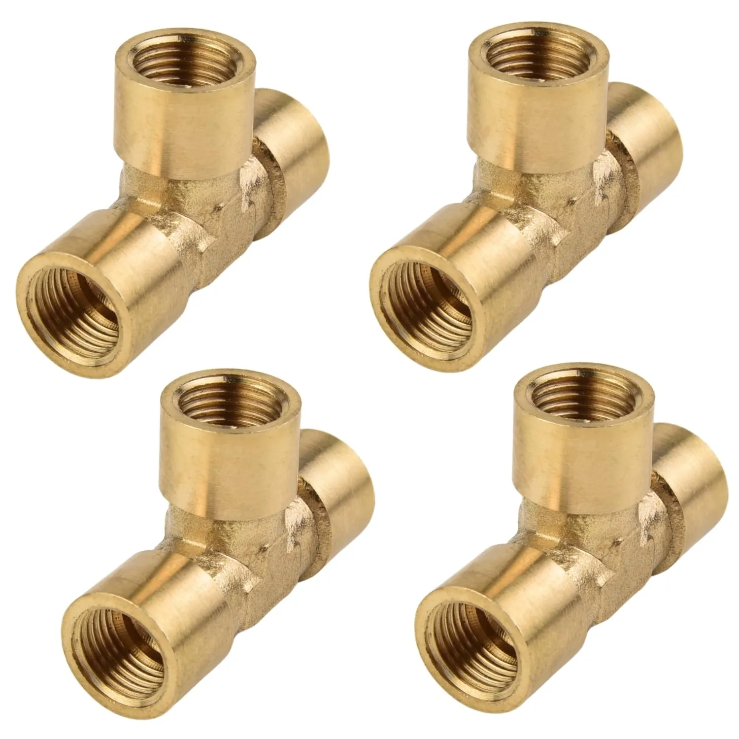 Confezione da 4 Té ottone 1/8 pollice femmina – Distributore 3 vie tubi per CO2 acquario, aria compressa, microirrigazione e pneumatica - immagine 1