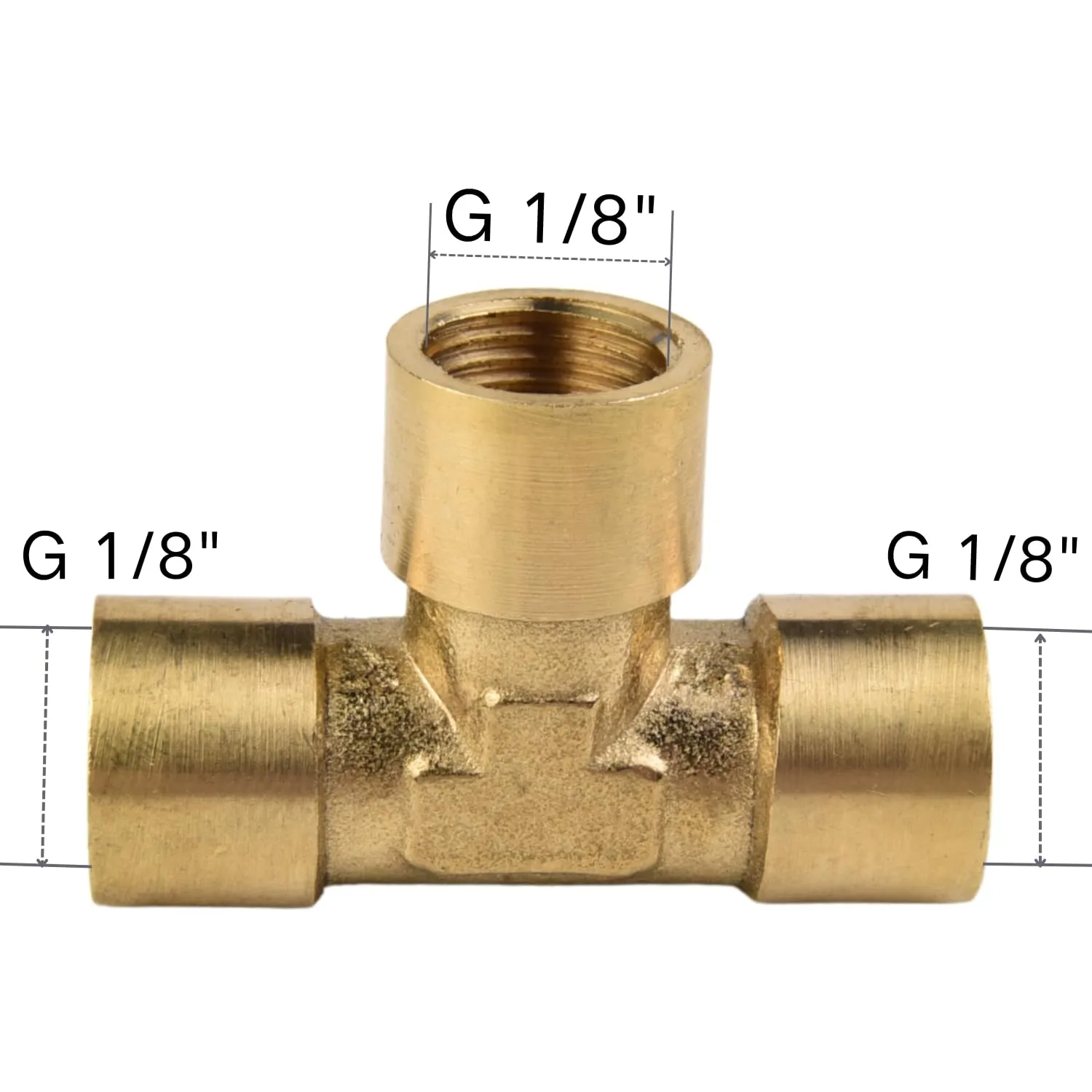 Confezione da 4 Té ottone 1/8 pollice femmina – Distributore 3 vie tubi per CO2 acquario, aria compressa, microirrigazione e pneumatica - immagine 2
