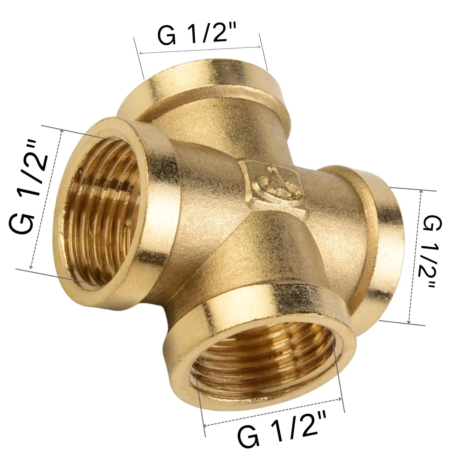 Confezione da 4 croci in ottone 1/2" filettatura femmina IG distributore a 4 vie, per condutture domestiche, riscaldamento e irrigazione - immagine 2