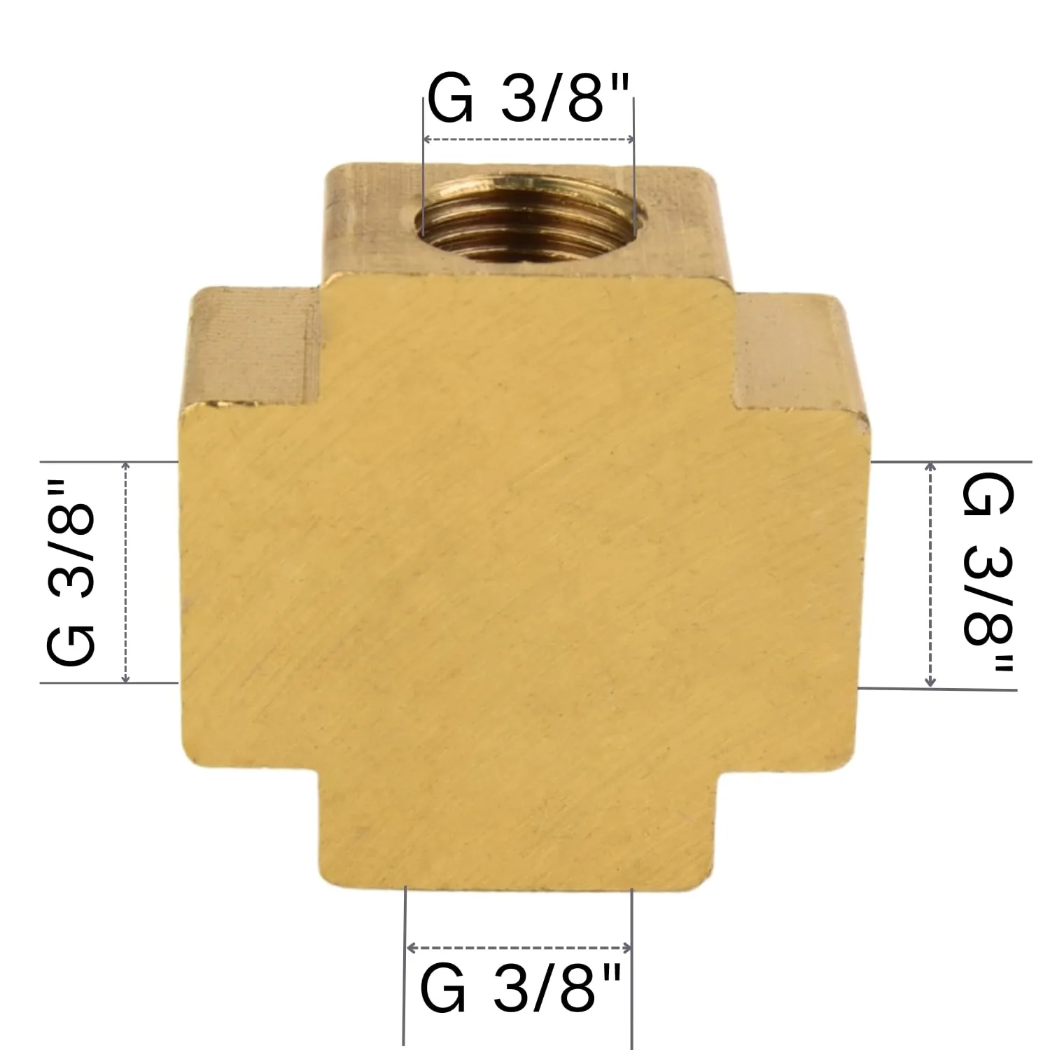 Confezione da 4 croci in ottone 3/8" filettatura femmina IG distributore a 4 vie, per filtro acqua, circuito di raffreddamento e idraulica - immagine 2