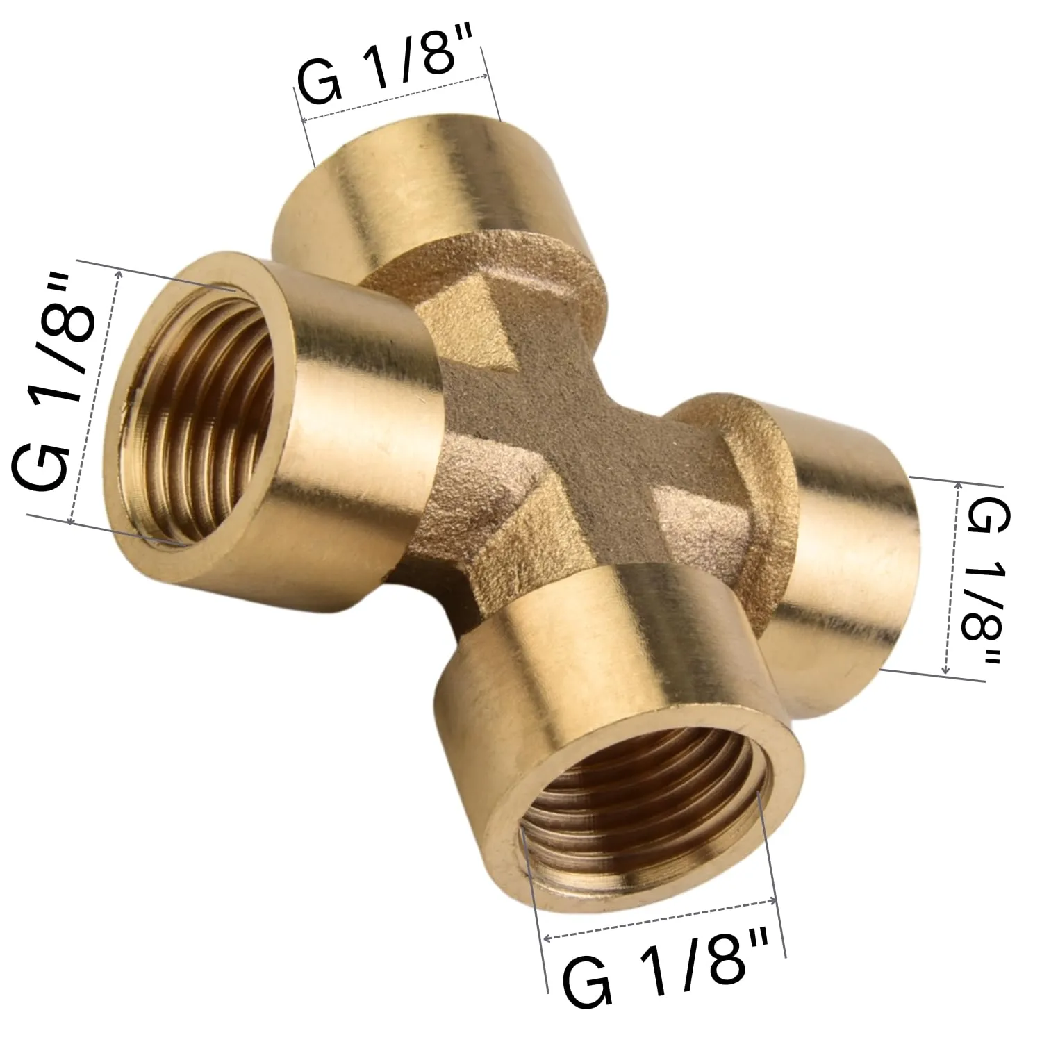 Confezione da 4 croci in ottone 1/4" filettatura femmina IG distributore a 4 vie, per acquario, aria compressa e micro-irrigazione - immagine 2