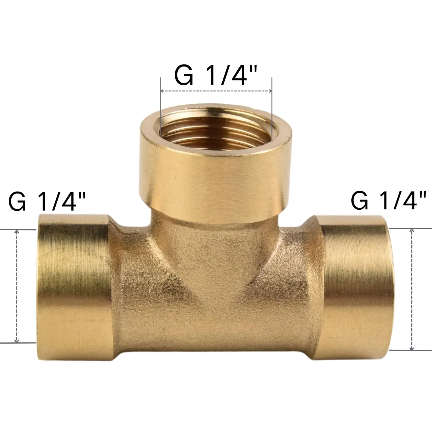 Confezione da 4 Té in Ottone 1/4 Pollice Filettatura Femmina – Distributore a 3 Vie, Raccordo per Tubazioni per CO2 Acquario, Aria Compressa, Microirrigazione, Giardino e Pneumatica - immagine 2