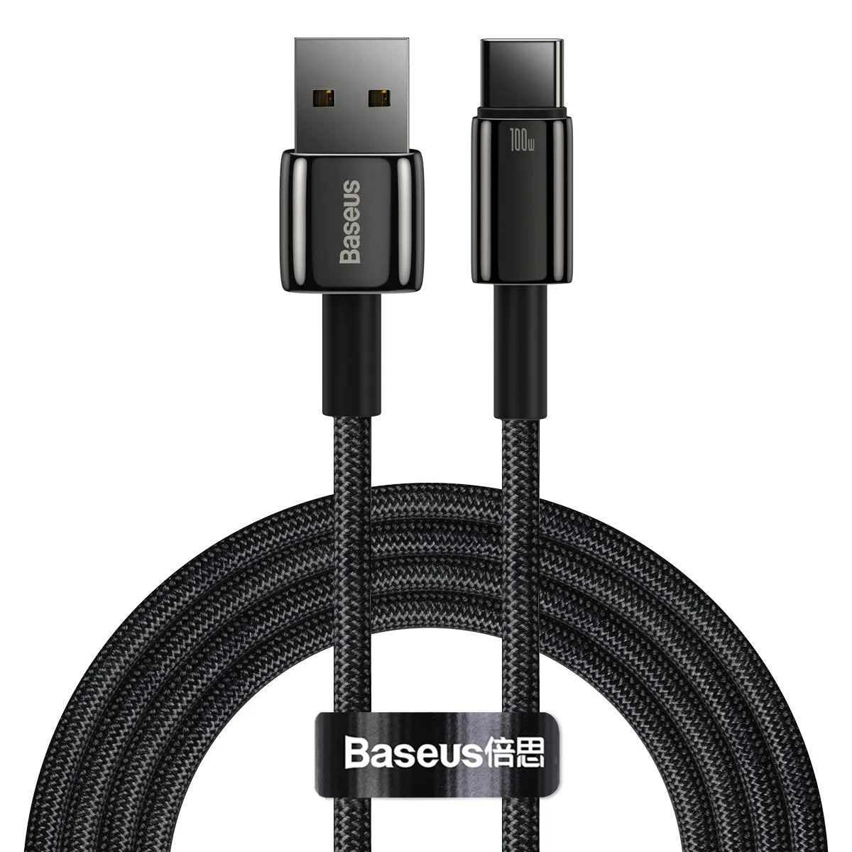 USB-A a USB-C Baseus Tungsten Gold, 100W, 2m, nero CAWJ00010101 - immagine 1