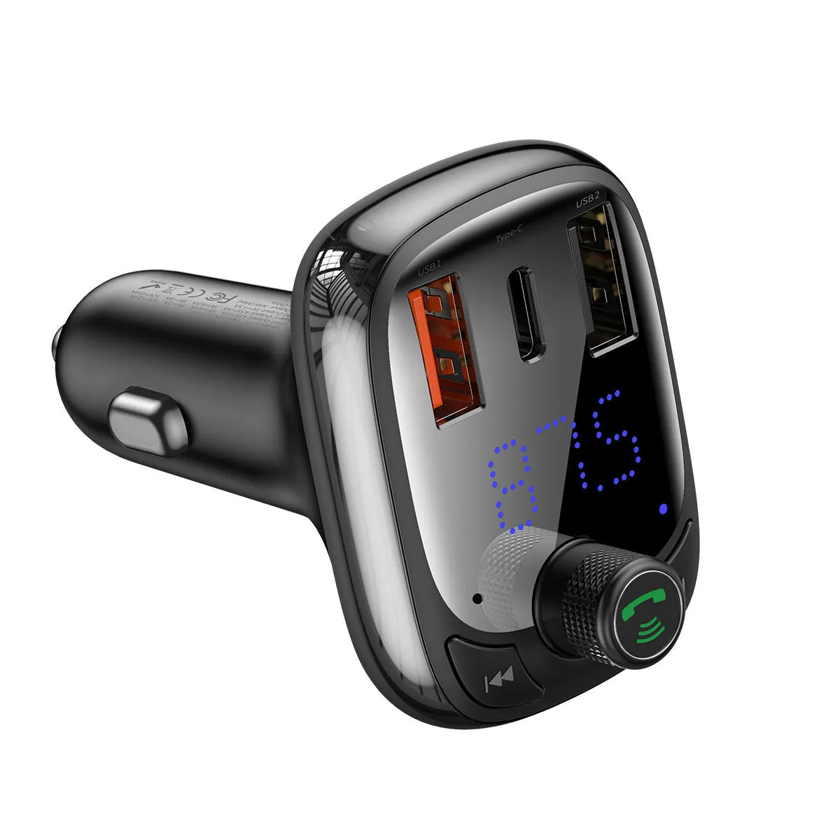 Baseus S-13 Modulatore FM Bluetooth, 2 x USB-A - 1 x USB C - 1 x microSD CCMT000101 - immagine 1