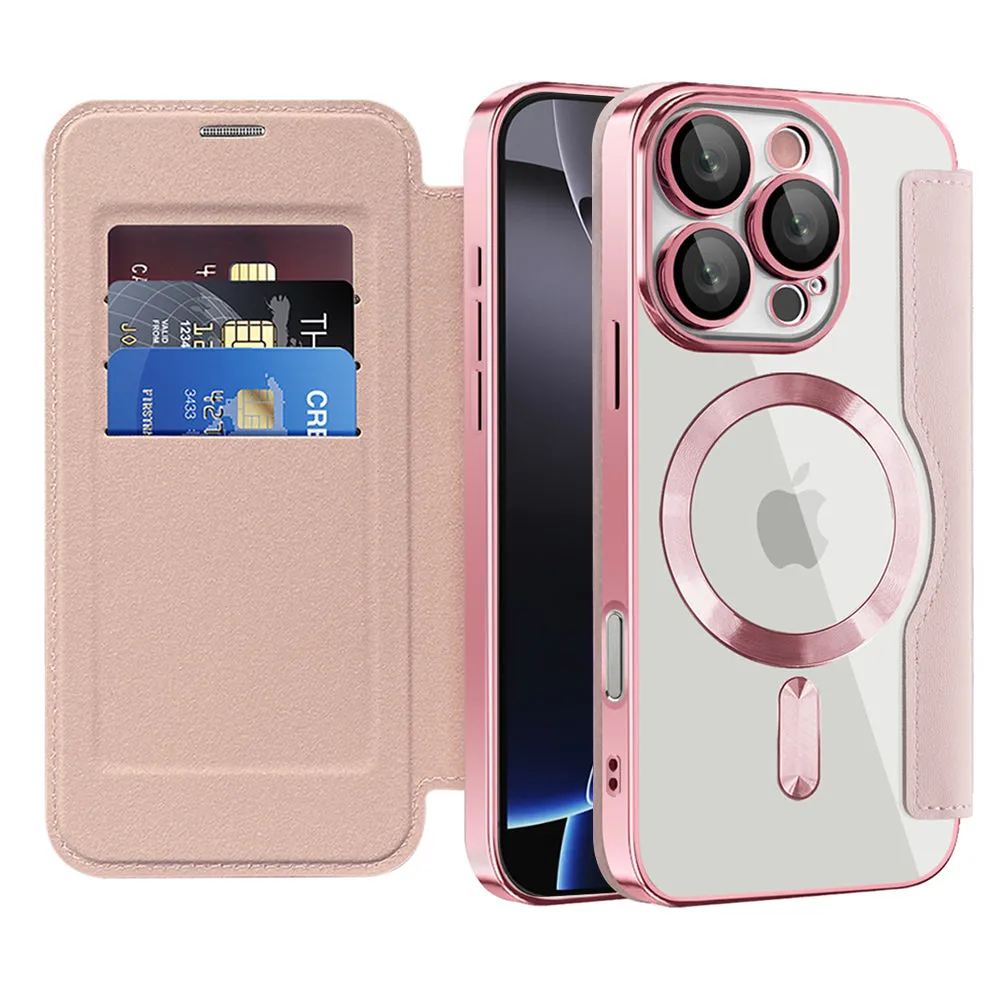 Custodia MagSafe per Apple iPhone 16 Pro, Techsuit, SmartMag Book, Rosa - immagine 1