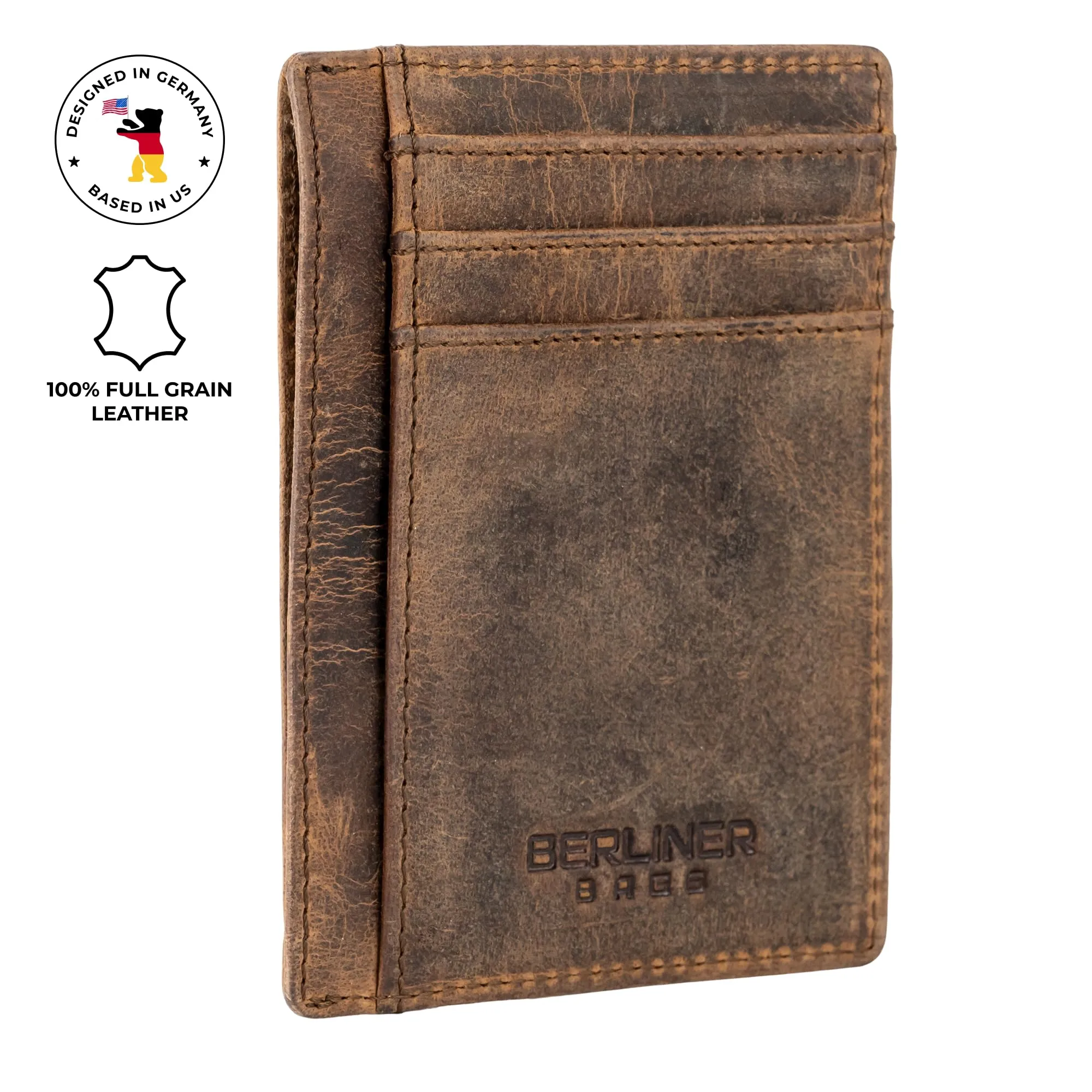 Berliner Bags Portacarte Karl Uomo Slim con Fermasoldi in Vera Pelle e RFID - immagine 3