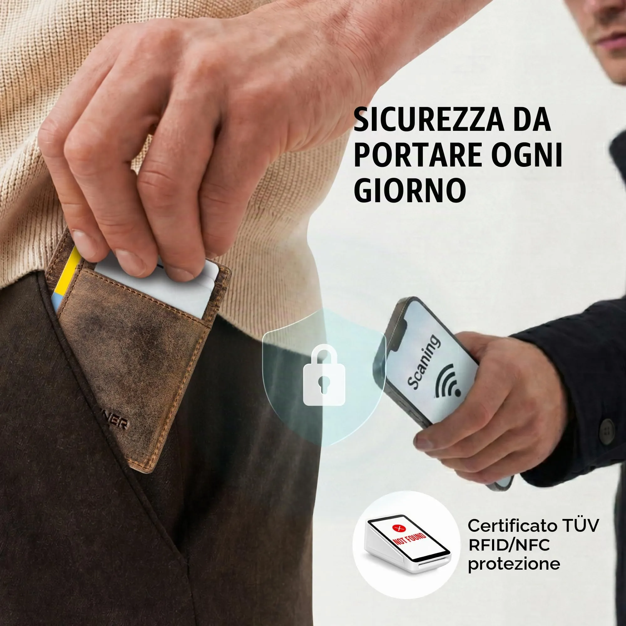 Berliner Bags Portacarte Karl Uomo Slim con Fermasoldi in Vera Pelle e RFID - immagine 5
