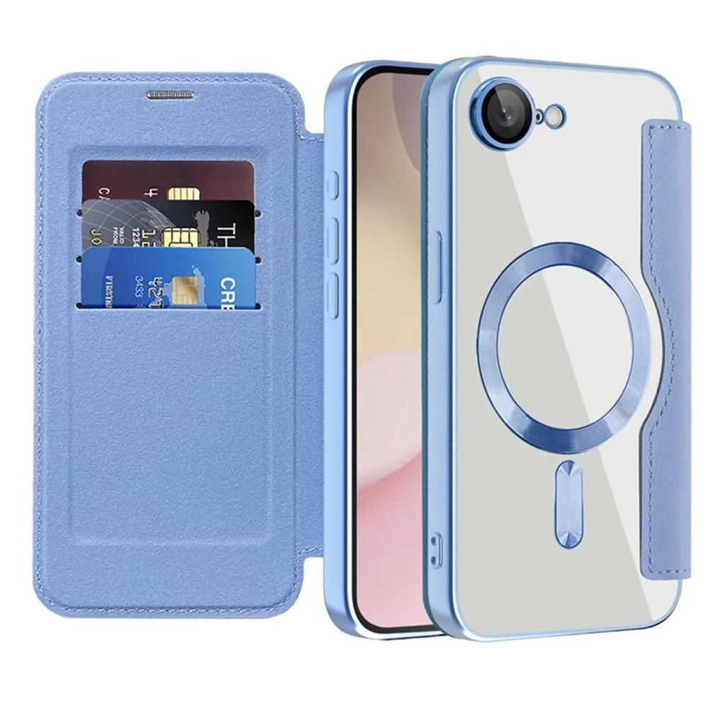 Custodia MagSafe per Apple iPhone 17e / 16e, Techsuit, SmartMag Book, Blu - immagine 1