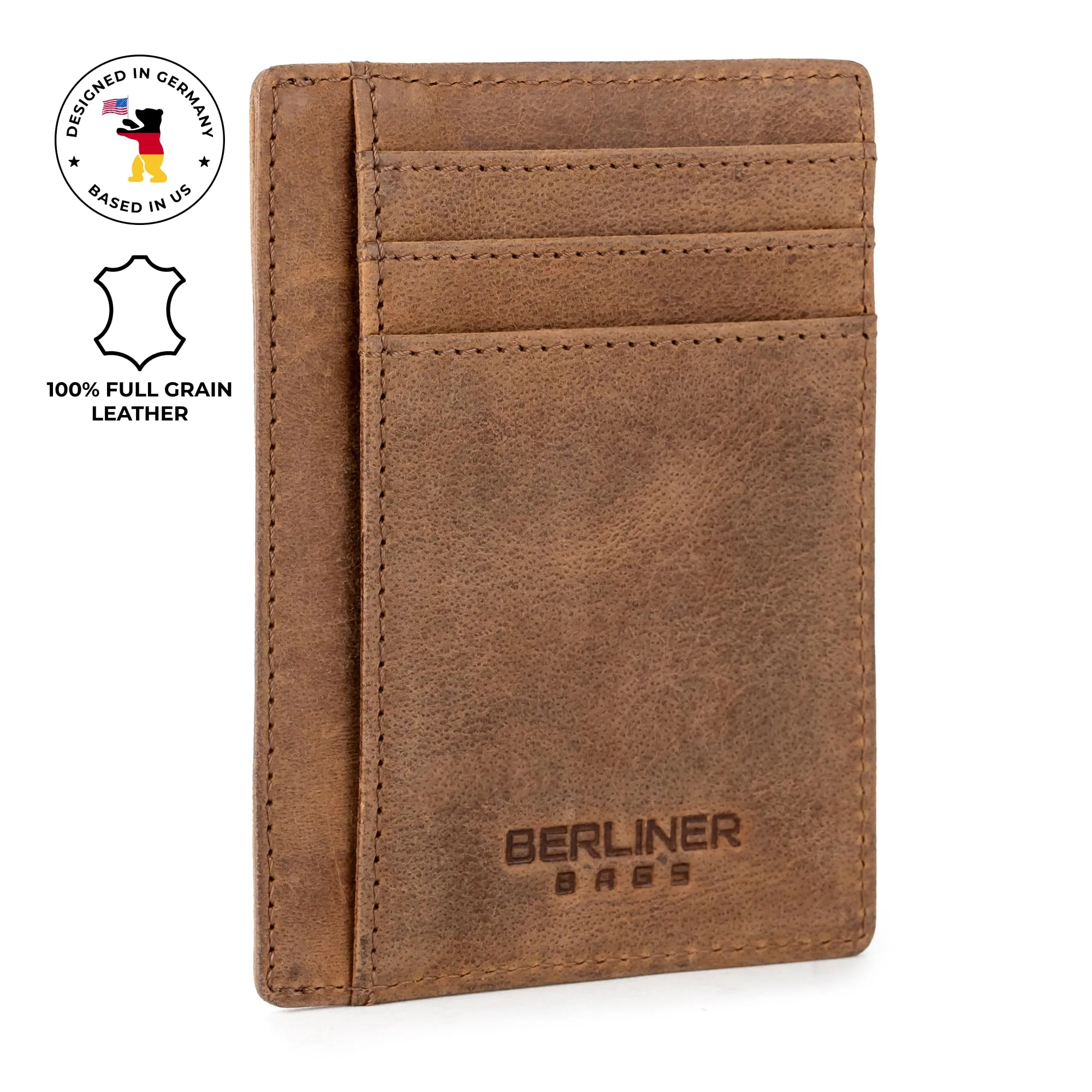 Berliner Bags Portacarte Karl Uomo Slim con Fermasoldi in Vera Pelle e RFID - immagine 3