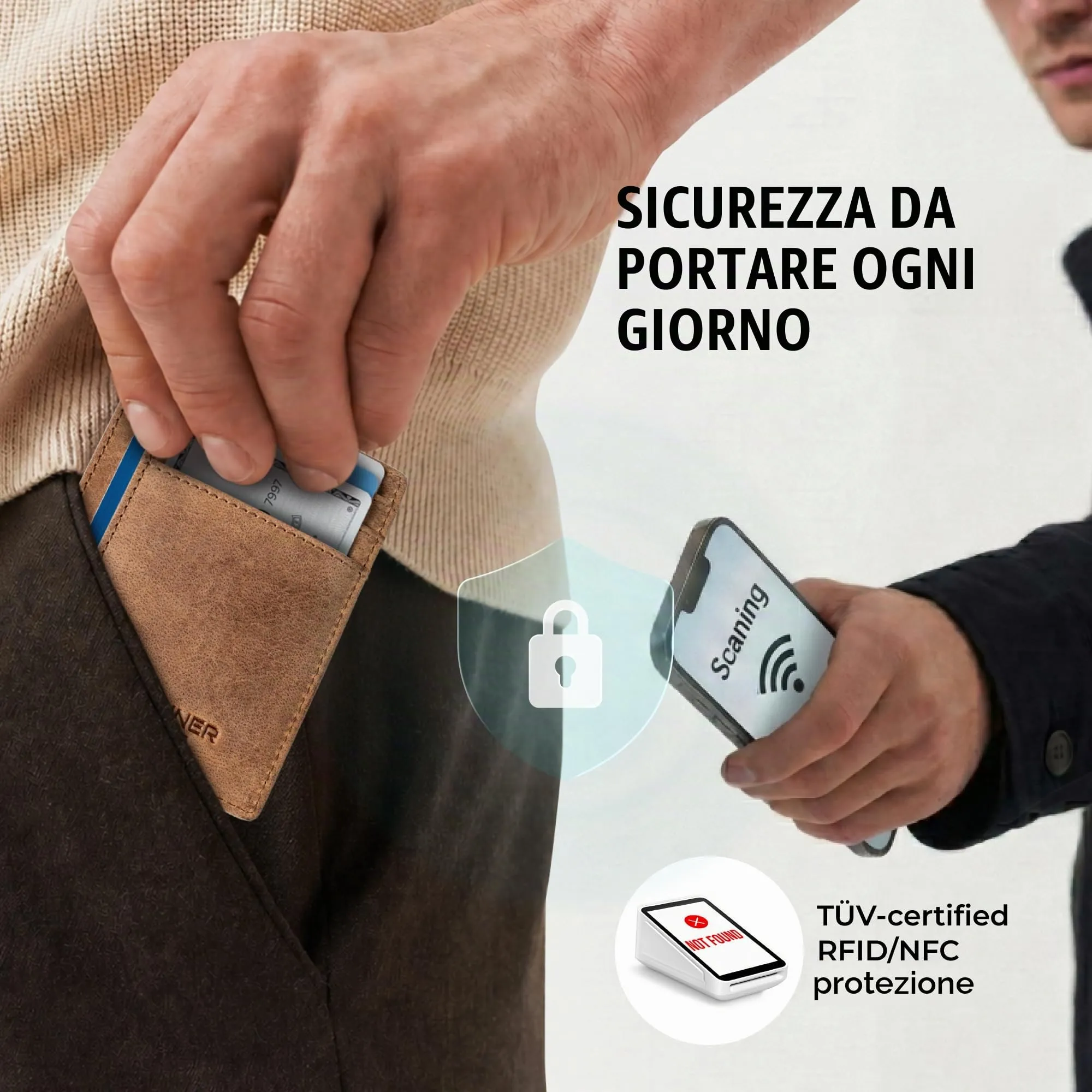 Berliner Bags Portacarte Karl Uomo Slim con Fermasoldi in Vera Pelle e RFID - immagine 5