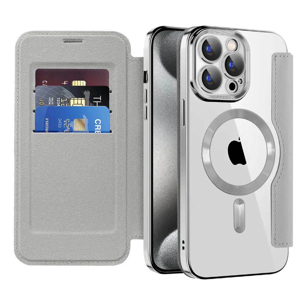 Custodia MagSafe per Apple iPhone 15 Pro Max, Techsuit, SmartMag Book, Grigio - immagine 1