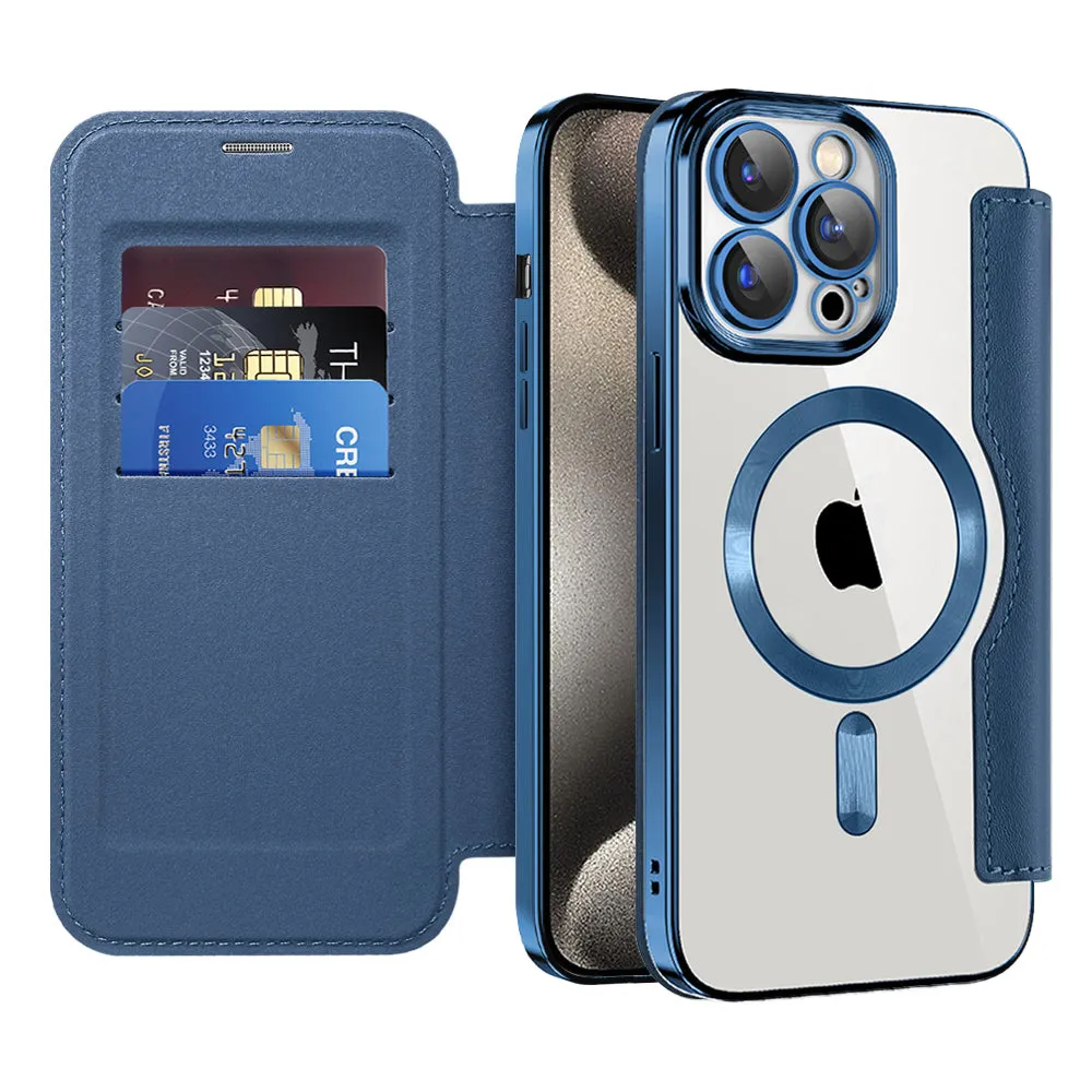 Custodia MagSafe per Apple iPhone 15 Pro Max, Techsuit, SmartMag Book, Blu - immagine 1