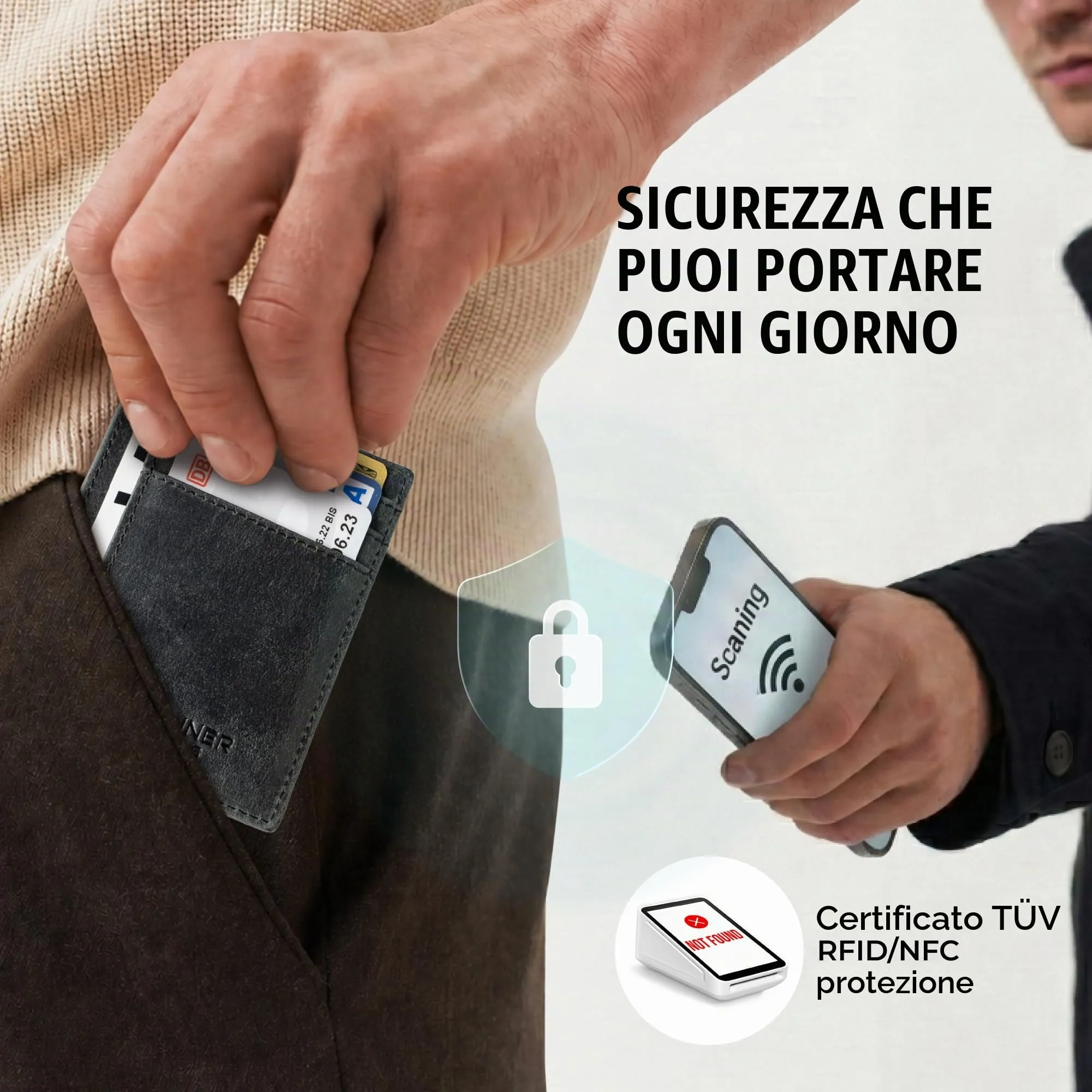 Berliner Bags Portacarte Karl Uomo Slim con Fermasoldi in Vera Pelle e RFID - immagine 5