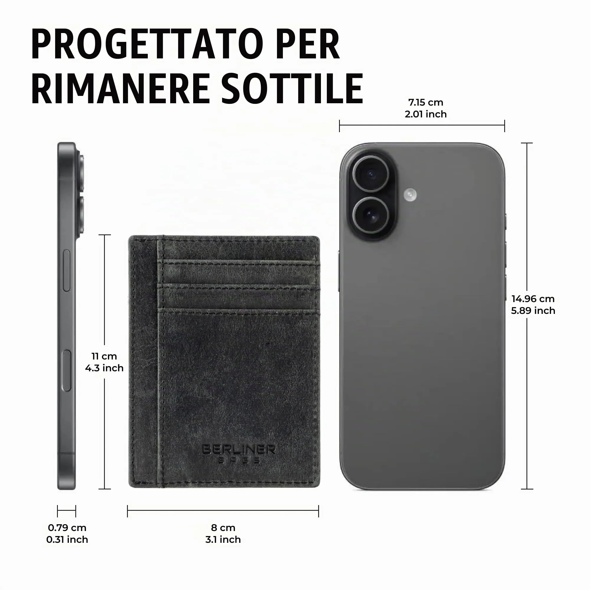 Berliner Bags Portacarte Karl Uomo Slim con Fermasoldi in Vera Pelle e RFID - immagine 6