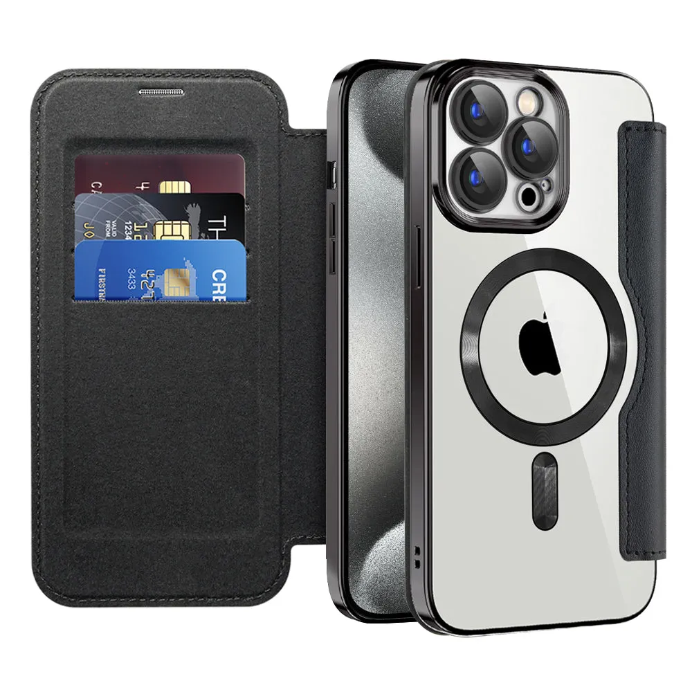 Custodia MagSafe per Apple iPhone 15 Pro Max, Techsuit, SmartMag Book, Nera - immagine 1