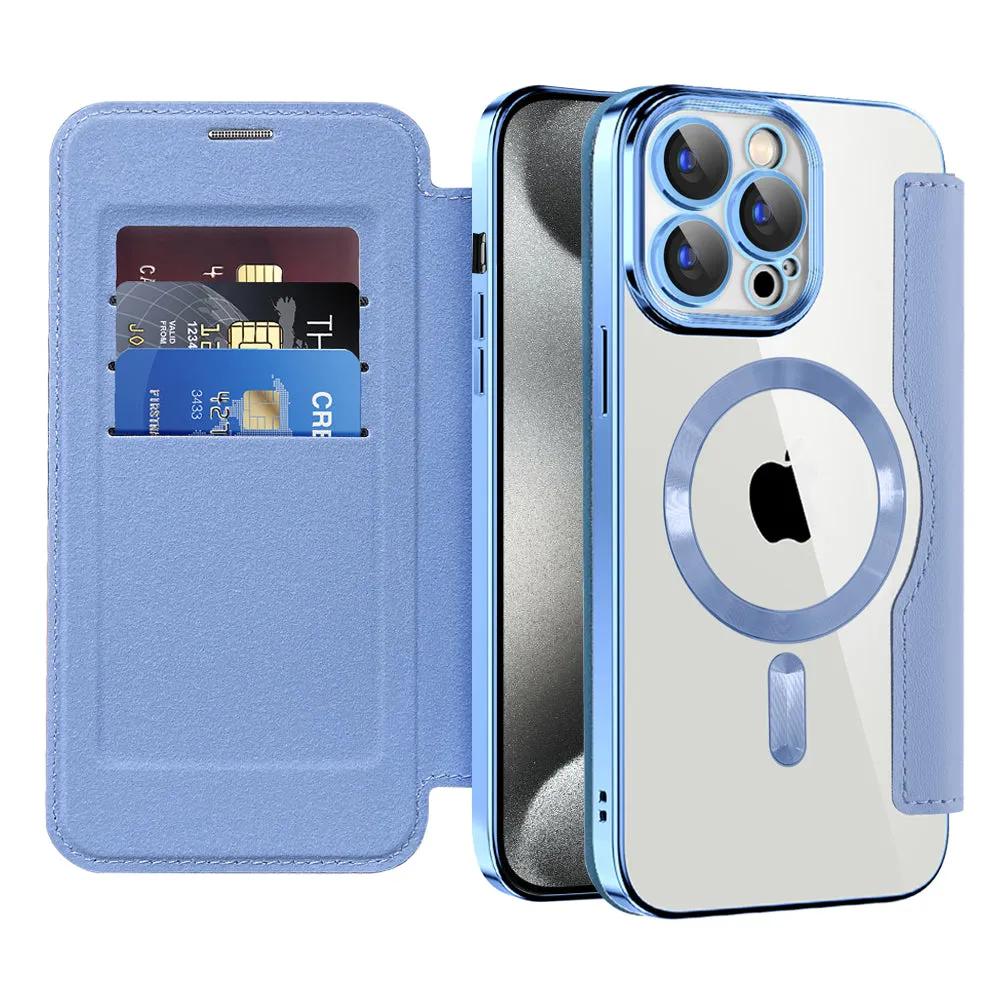 Custodia MagSafe per Apple iPhone 15 Pro, Techsuit, SmartMag Book, Blu - immagine 1