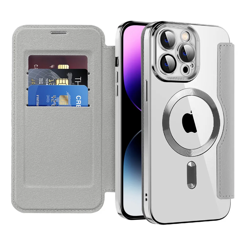 Custodia MagSafe per Apple iPhone 14 Pro Max, Techsuit, SmartMag Book, Grigio - immagine 1