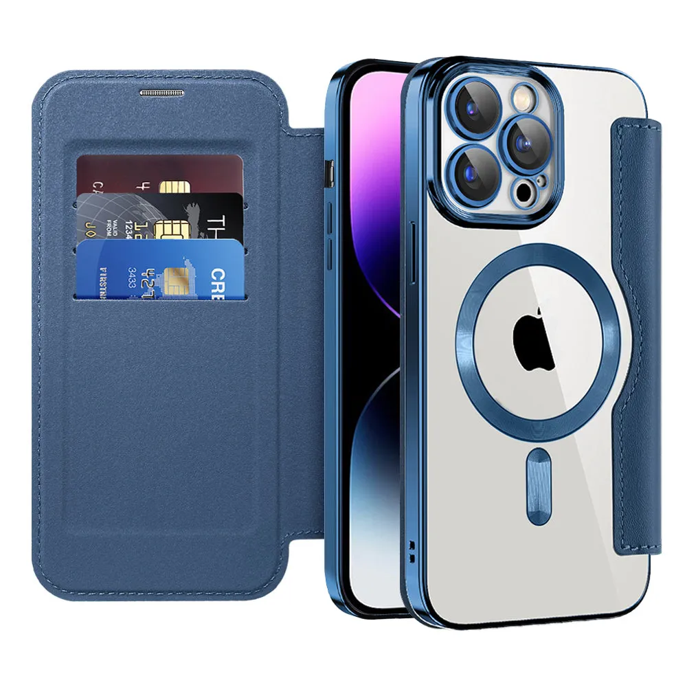 Custodia MagSafe per Apple iPhone 14 Pro Max, Techsuit, SmartMag Book, Blu - immagine 1