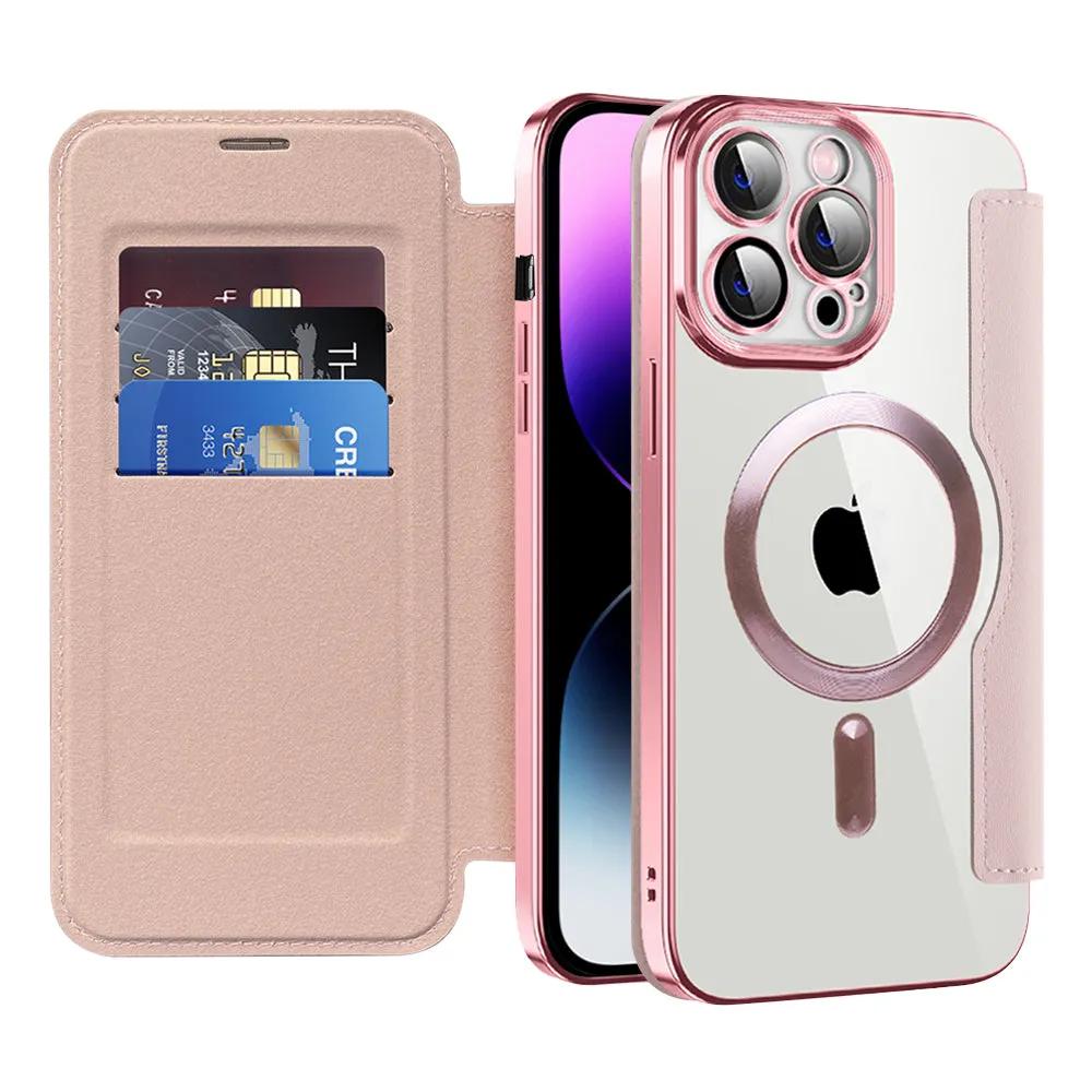 Custodia MagSafe per Apple iPhone 14 Pro Max, Techsuit, SmartMag Book, Rosa - immagine 1