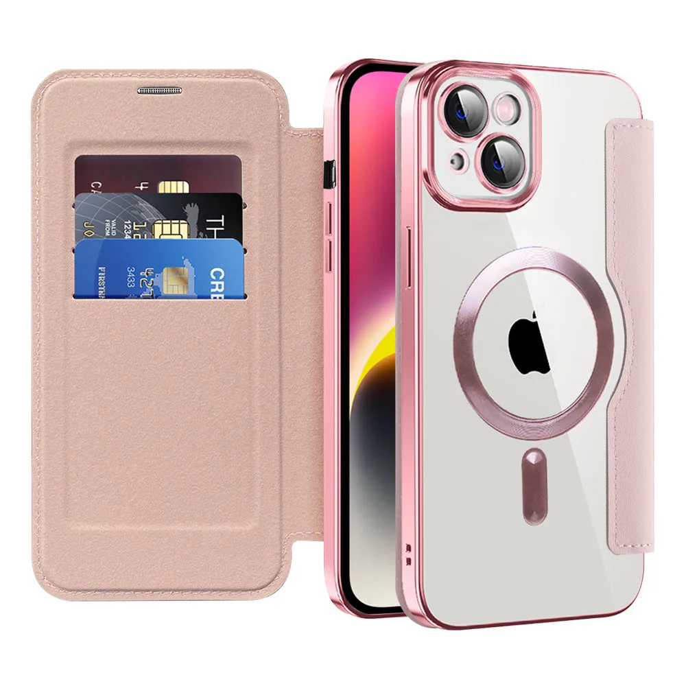 Custodia MagSafe per Apple iPhone 14 Plus, Techsuit, SmartMag Book, Rosa - immagine 1