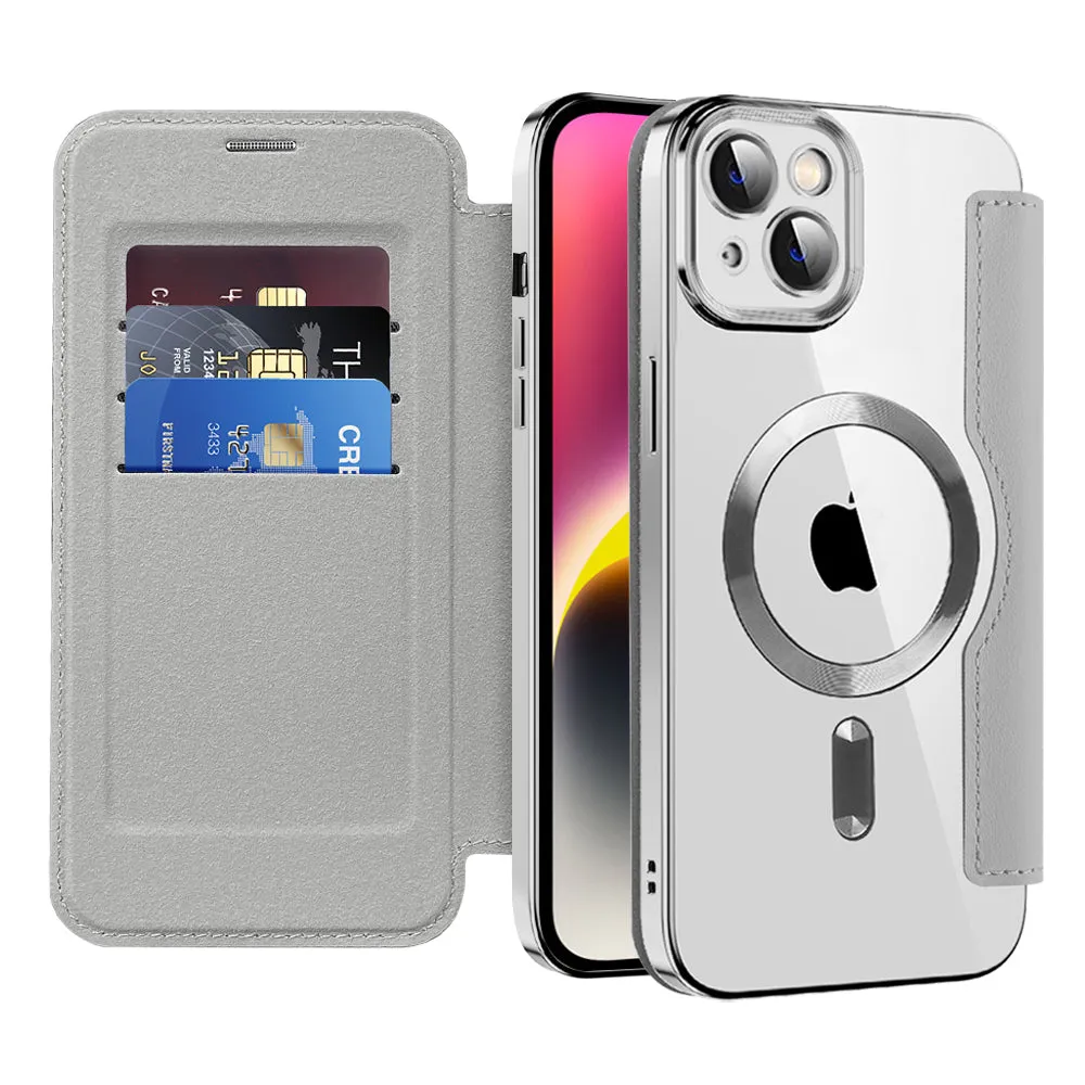 Custodia MagSafe per Apple iPhone 14, Techsuit, SmartMag Book, Grigio - immagine 1