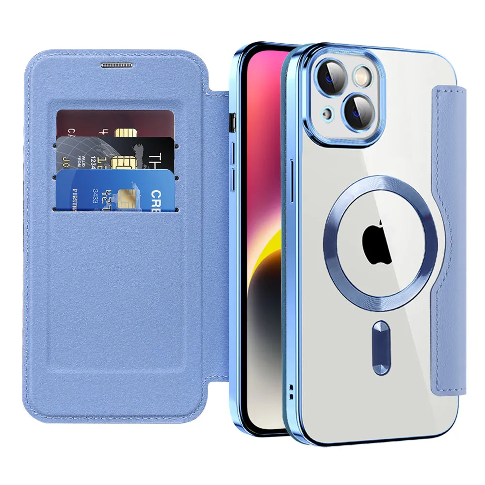 Custodia MagSafe per Apple iPhone 14, Techsuit, SmartMag Book, Blu - immagine 1