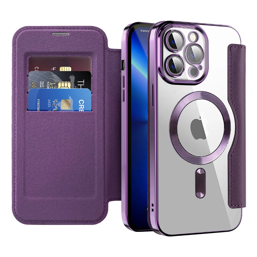 Custodia MagSafe per Apple iPhone 13 Pro Max, Techsuit, SmartMag Book, Viola - immagine 1