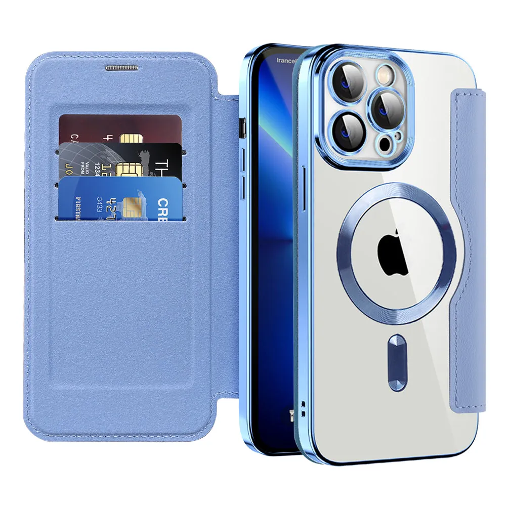 Custodia MagSafe per Apple iPhone 13 Pro Max, Techsuit, SmartMag Book, Blu - immagine 1