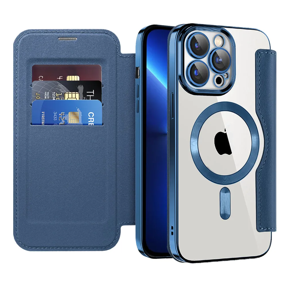 Custodia MagSafe per Apple iPhone 13 Pro Max, Techsuit, SmartMag Book, Blu - immagine 1
