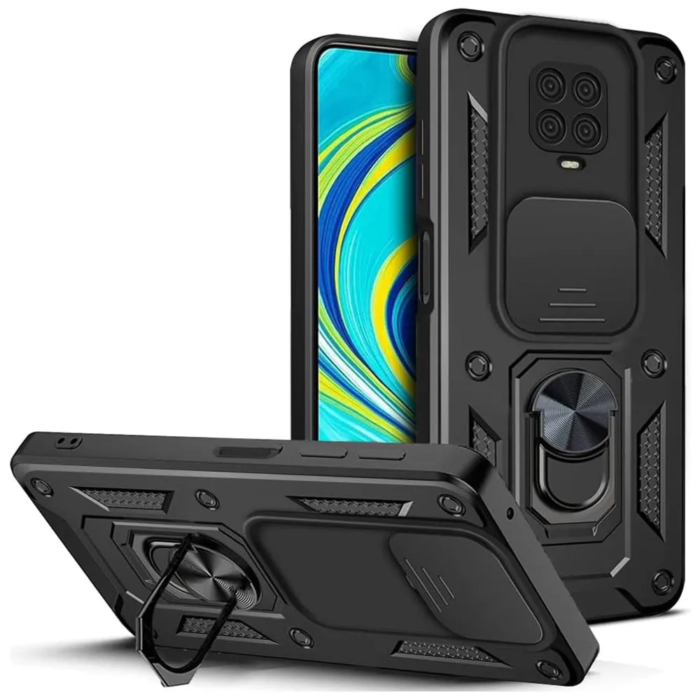 Custodia per Xiaomi Redmi Note 9S / Note 9 Pro / Note 9 Pro Max, Techsuit, CamShield, Nera - immagine 1