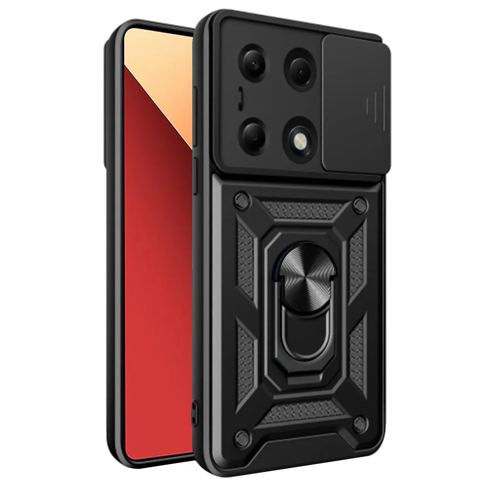 Custodia per Xiaomi Redmi Note 14S / Note 13 Pro 4G / Poco M6 Pro 4G, Techsuit, CamShield, Nera - immagine 1