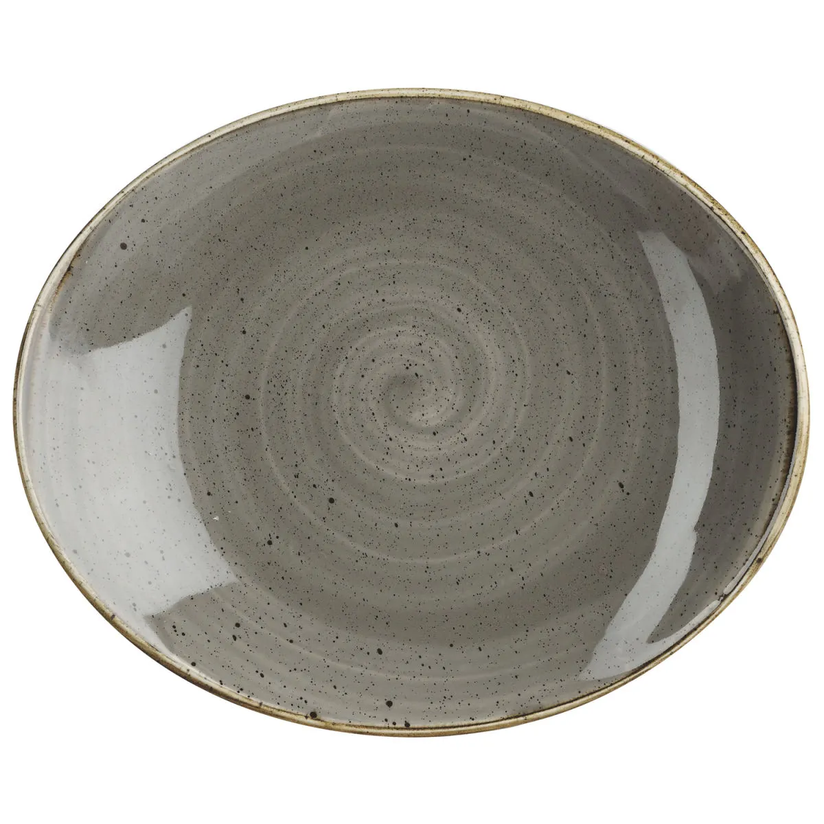 12x Churchill Piatto Stonecast Peppercorn ovale Coupe; 19.2x16 cm (LxL); grigio/marrone; ovale; 12 pz. / Pacco - immagine 1