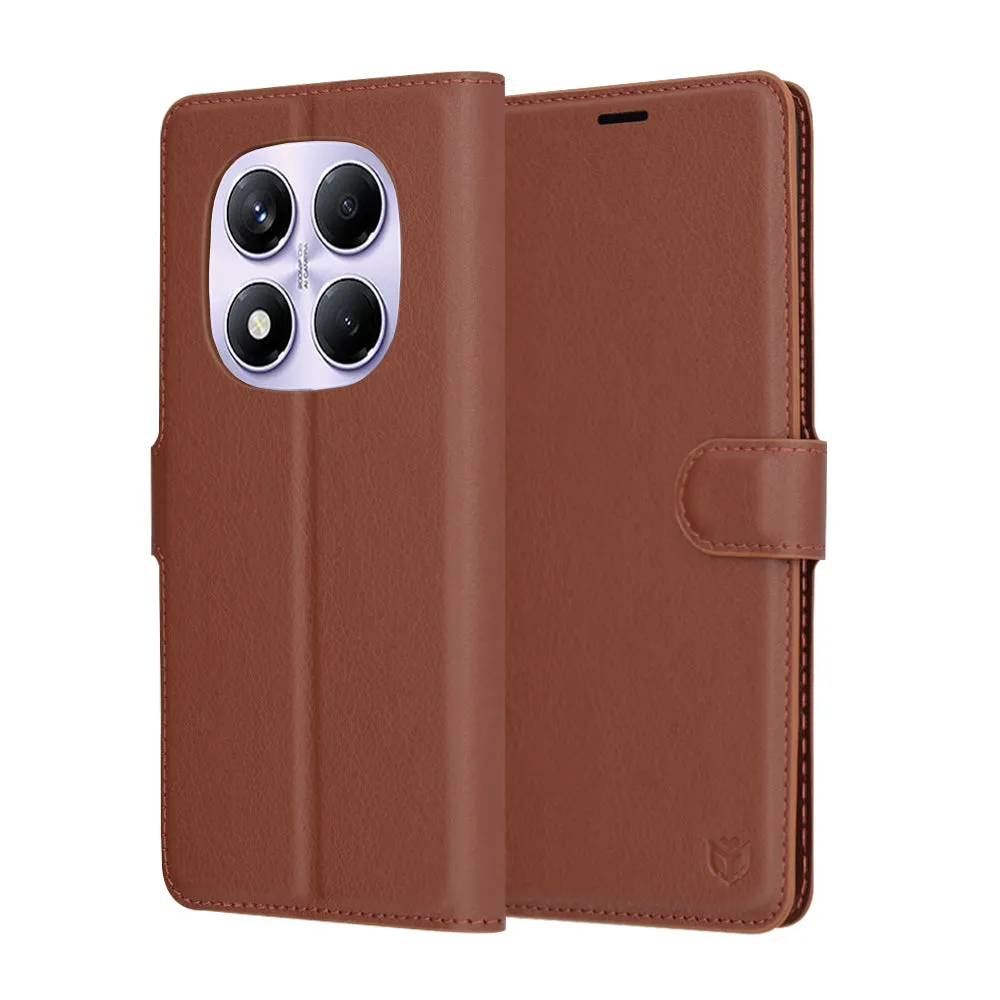 Custodia per Xiaomi Redmi Note 14 Pro 4G, Techsuit, Leather Folio, Marrone - immagine 1