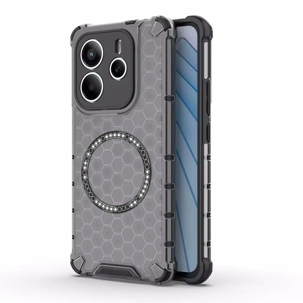 Custodia MagSafe per Xiaomi Redmi Note 14 5G, Techsuit, HoneyComb Shield, Nera - immagine 1