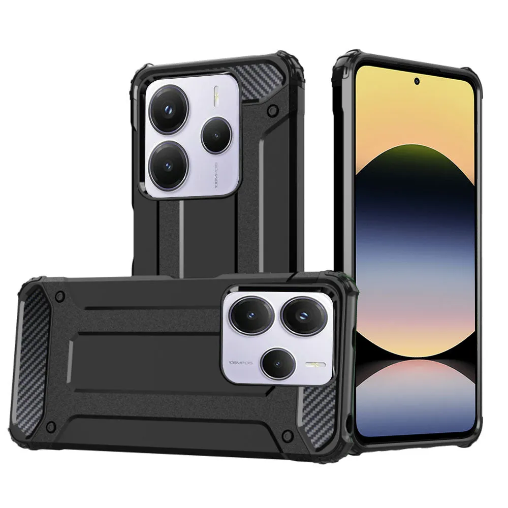 Custodia per Xiaomi Redmi Note 14 5G, Techsuit, Hybrid Armor, Nera - immagine 1