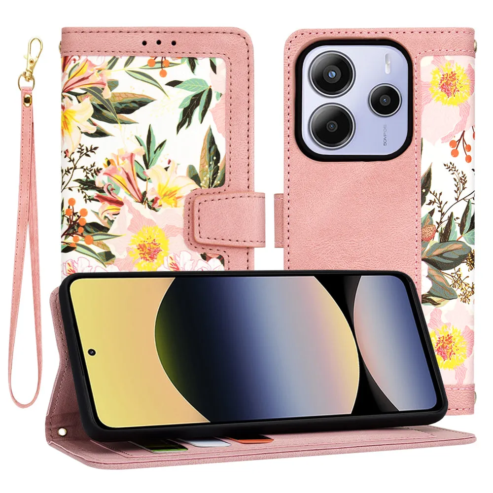 Custodia per Xiaomi Redmi Note 14 5G, Techsuit, FlipCraft, Rosa - immagine 1