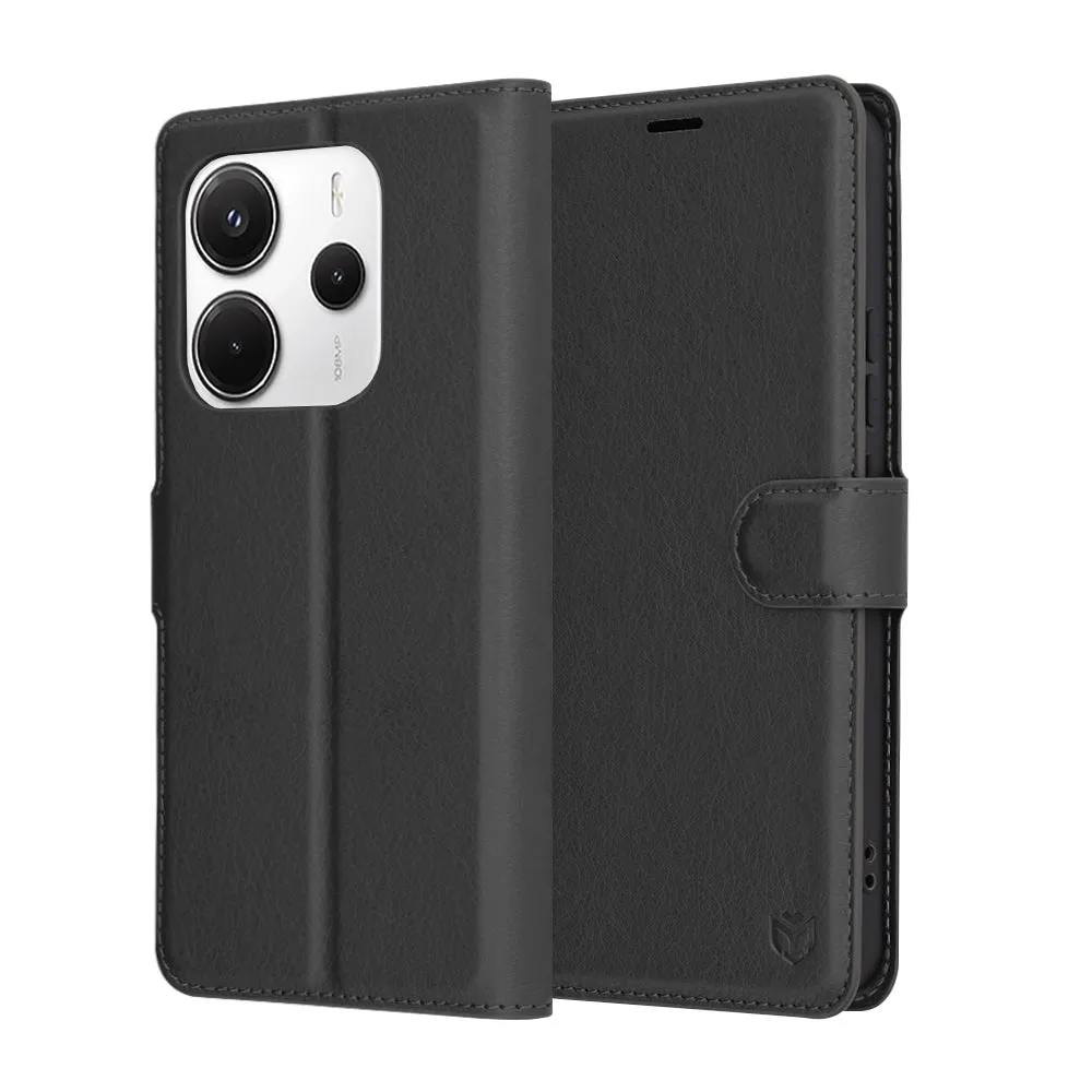 Custodia per Xiaomi Redmi Note 14 5G, Techsuit, Leather Folio, Nera - immagine 1