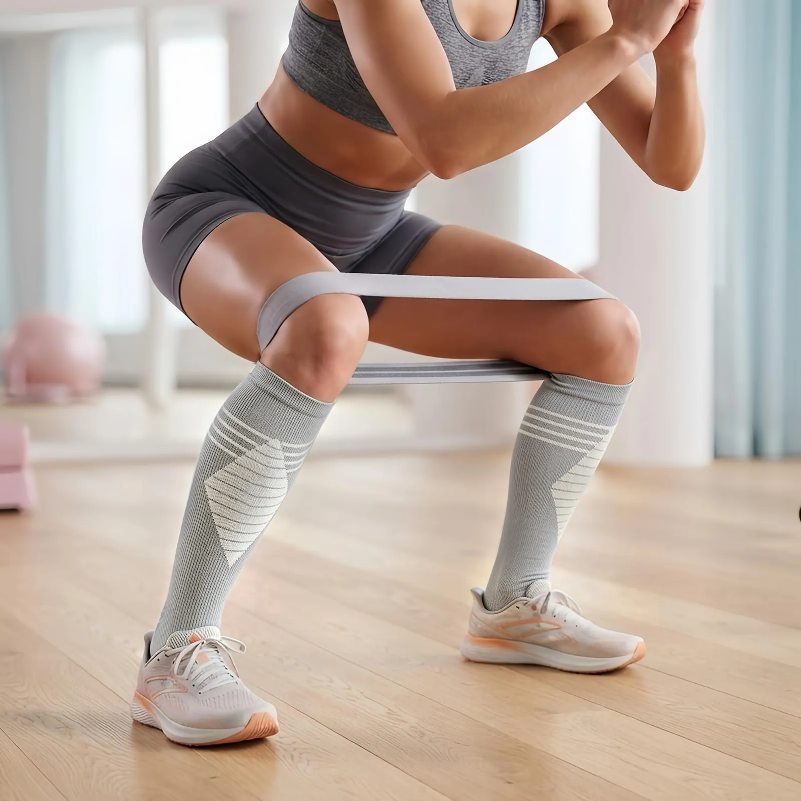 DRESHOW 4 Paia Calze a Compressione per Donna e Uomo Circolazione Miglior Supporto Alla per Atletica,Corsa,Ciclismo,Viaggi - immagine 2