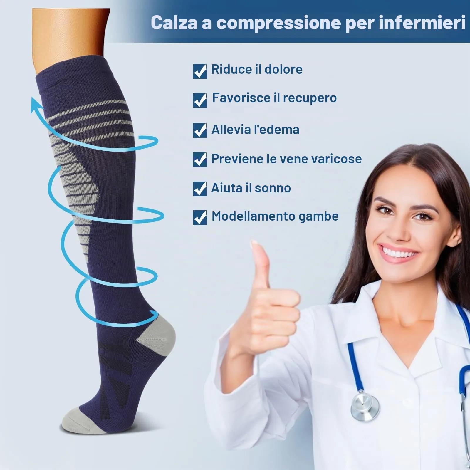 DRESHOW 4 Paia Calze a Compressione per Donna e Uomo Circolazione Miglior Supporto Alla per Atletica,Corsa,Ciclismo,Viaggi - immagine 7