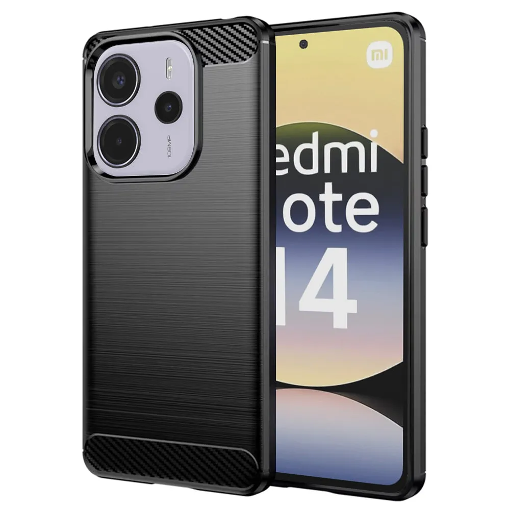 Custodia per Xiaomi Redmi Note 14 4G (Standard), Techsuit, Carbonio, Nera - immagine 1