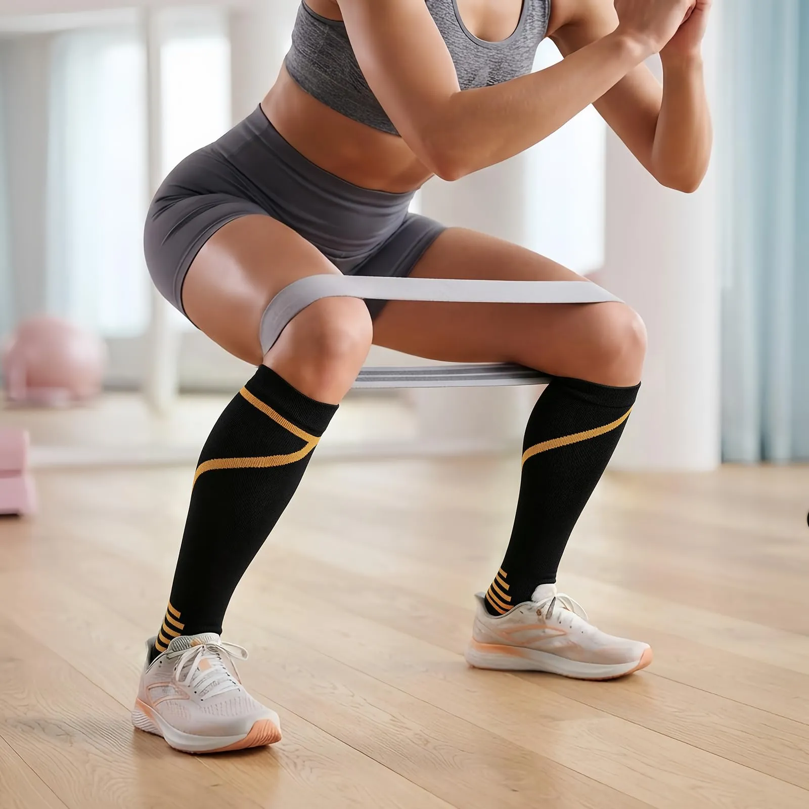 DRESHOW 4 Paia Calze a Compressione per Donna e Uomo Circolazione Miglior Supporto Alla per Atletica,Corsa,Ciclismo,Viaggi - immagine 2