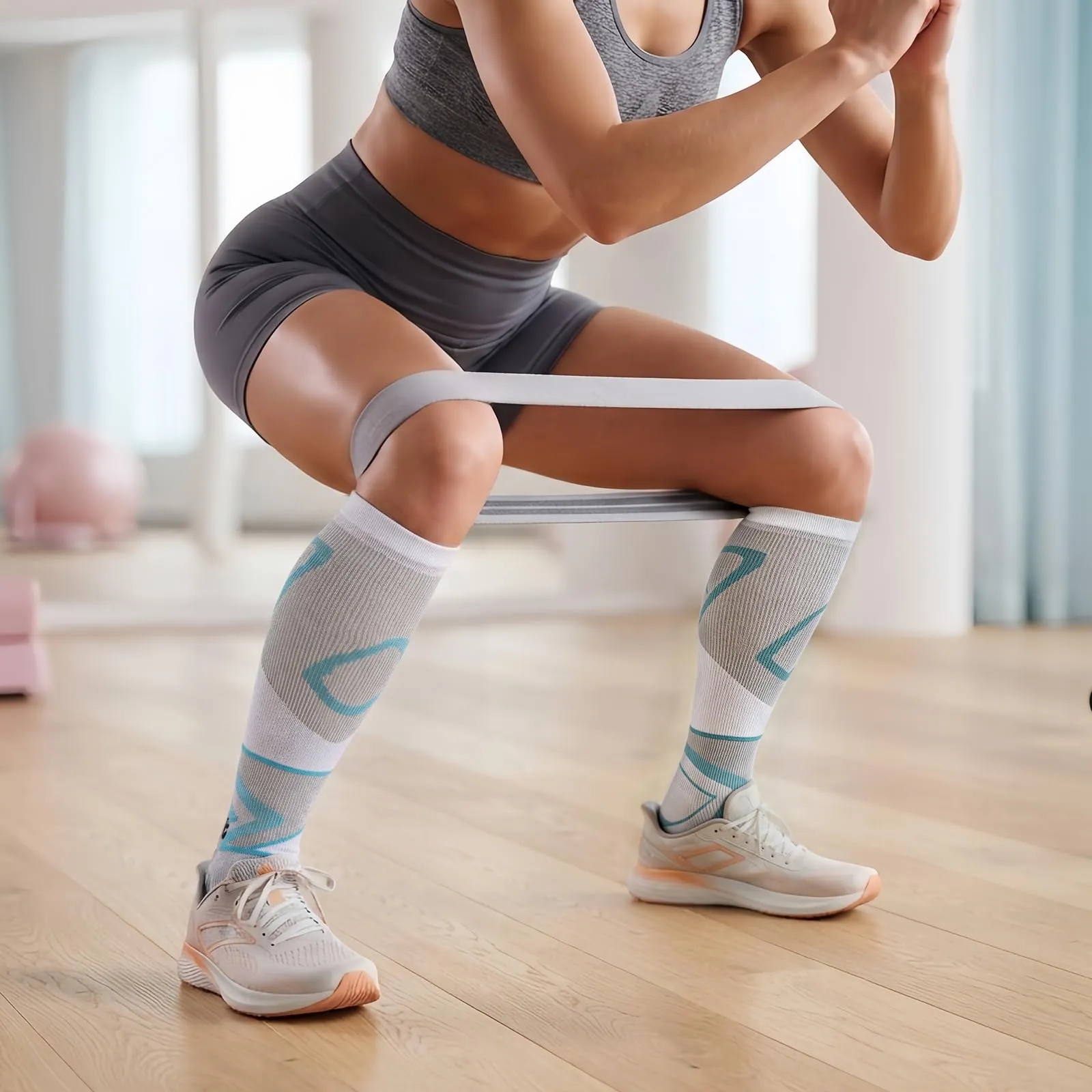 DRESHOW 4 Paia Calze a Compressione per Donna e Uomo Circolazione Miglior Supporto Alla per Atletica,Corsa,Ciclismo,Viaggi - immagine 2