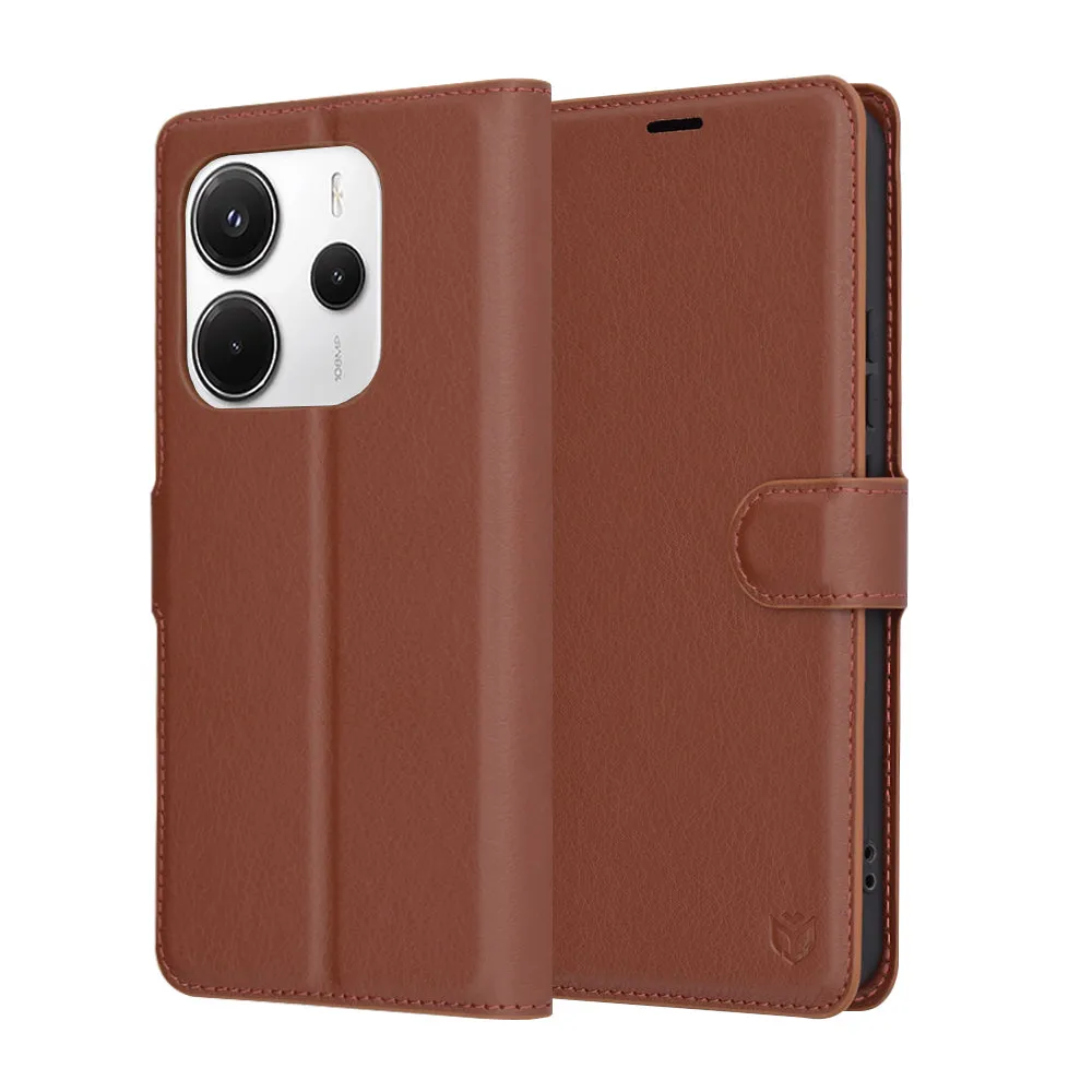 Custodia per Xiaomi Redmi Note 14 4G (Regionale), Techsuit, Leather Folio, Marrone - immagine 1