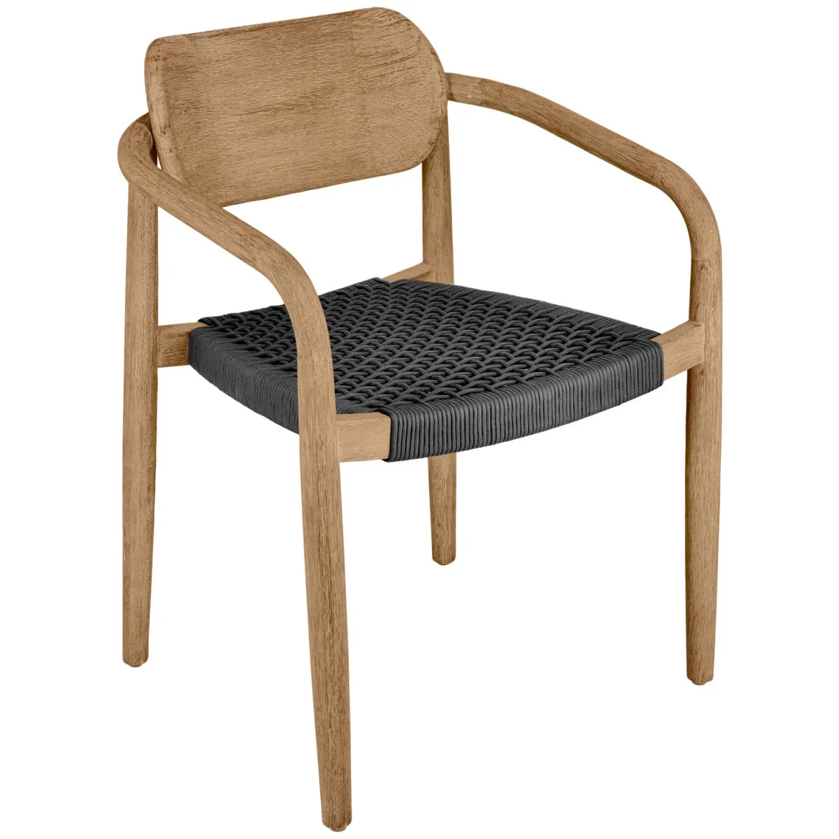 2x VEGA Sedia da esterno Mando; 56.5x50x76 cm (LxPxH); seduta antracite, struttura naturale; 2 pz. / Pacco - immagine 1