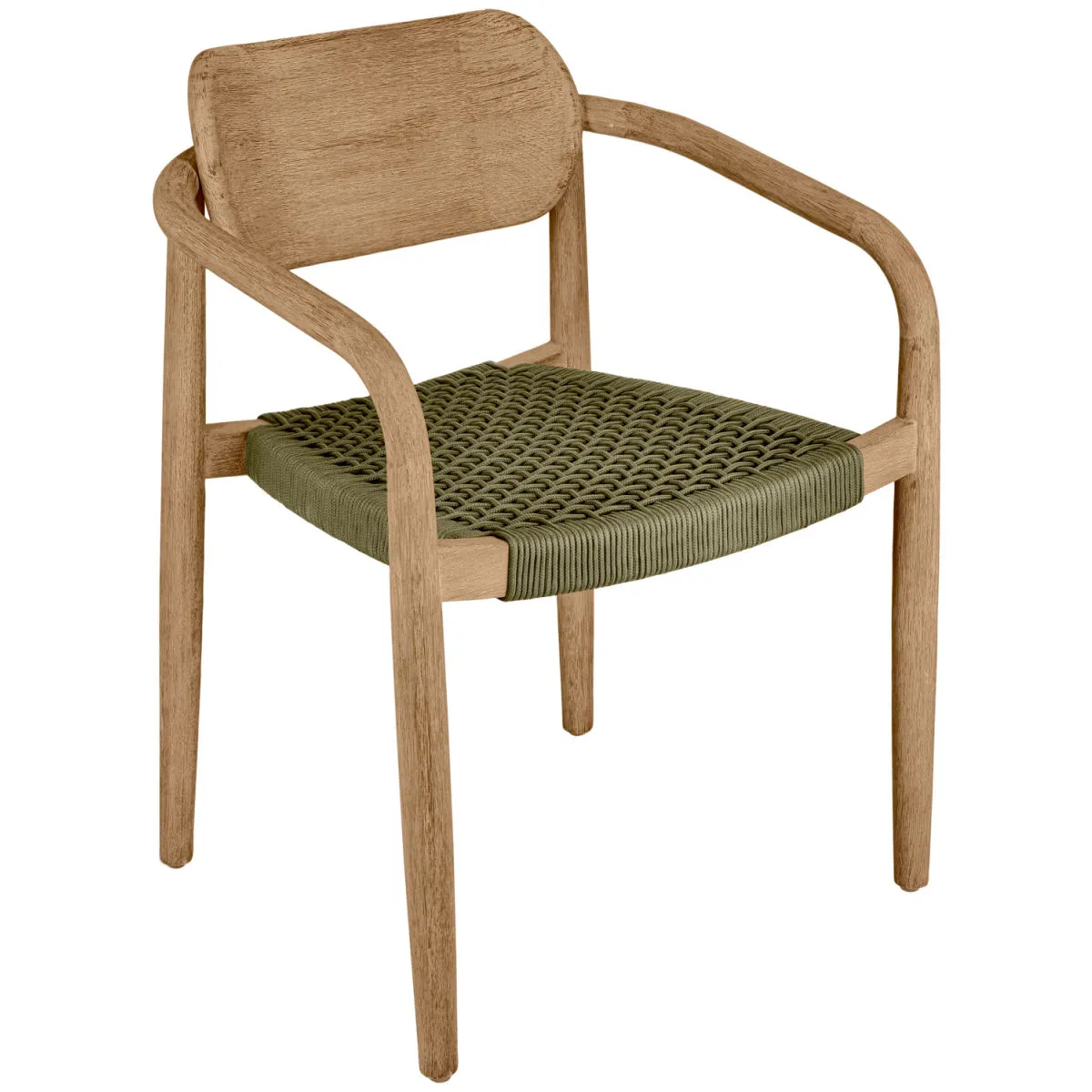 2x VEGA Sedia da esterno Mando; 56.5x50x76 cm (LxPxH); seduta verde oliva, struttura naturale; 2 pz. / Pacco - immagine 1