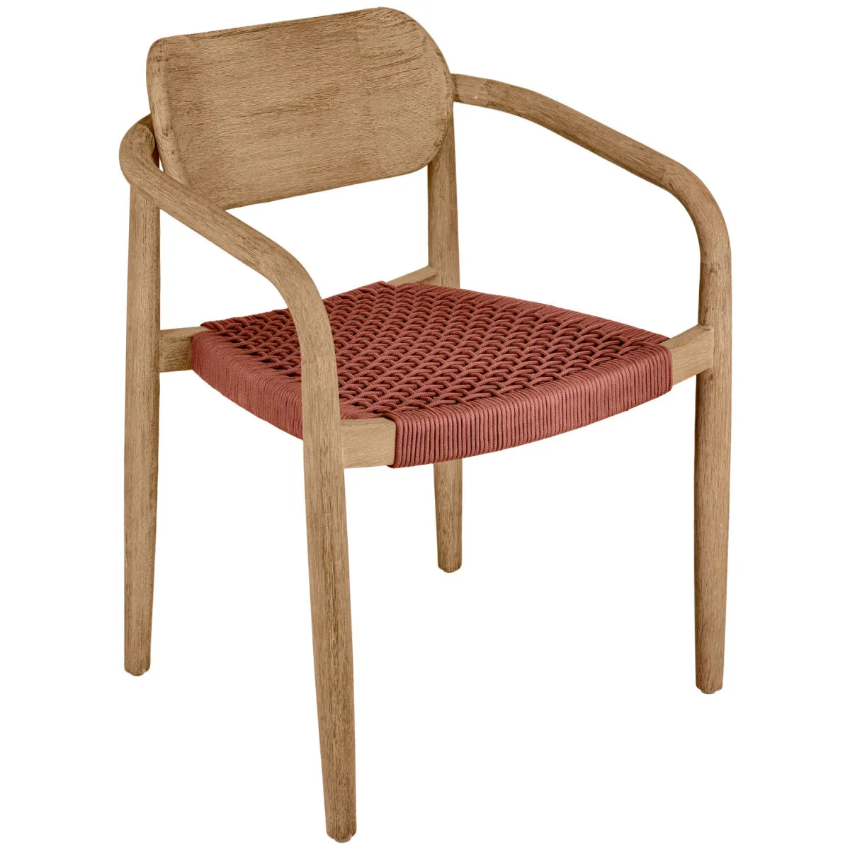 2x VEGA Sedia da esterno Mando; 56.5x50x76 cm (LxPxH); seduta terracotta, struttura naturale; 2 pz. / Pacco - immagine 1