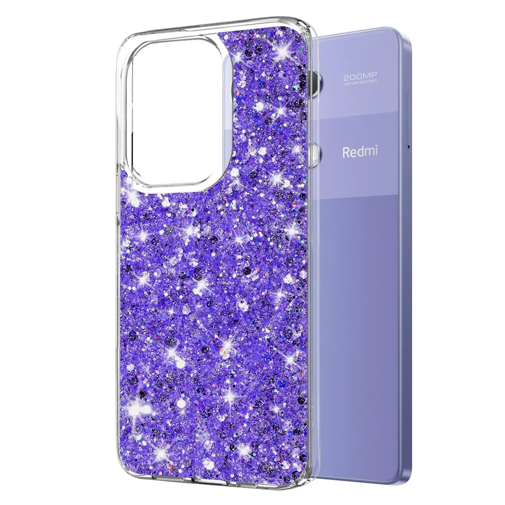 Custodia per Xiaomi Redmi Note 13 Pro 4G / Poco M6 Pro 4G, Techsuit, Sparkly Glitter, Viola - immagine 1