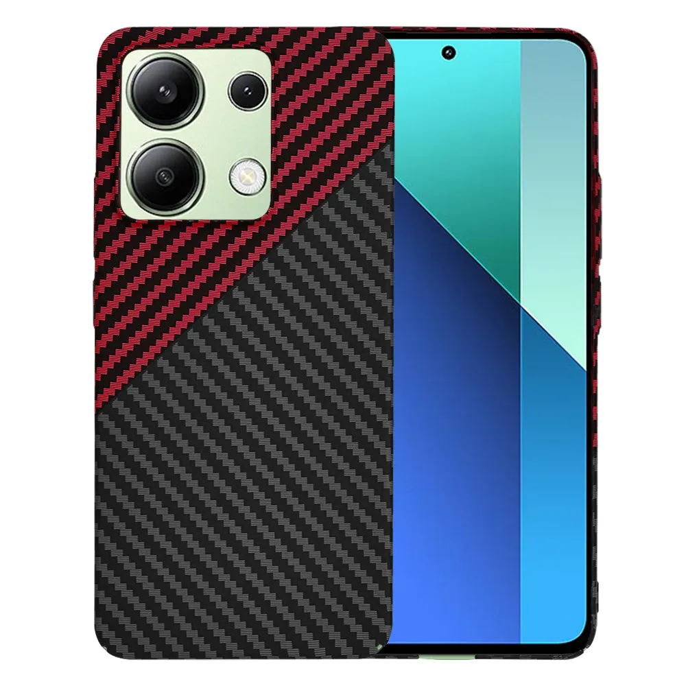 Custodia per Xiaomi Redmi Note 13 4G, Techsuit, Carbonite FiberShell, Nero Rosso - immagine 1