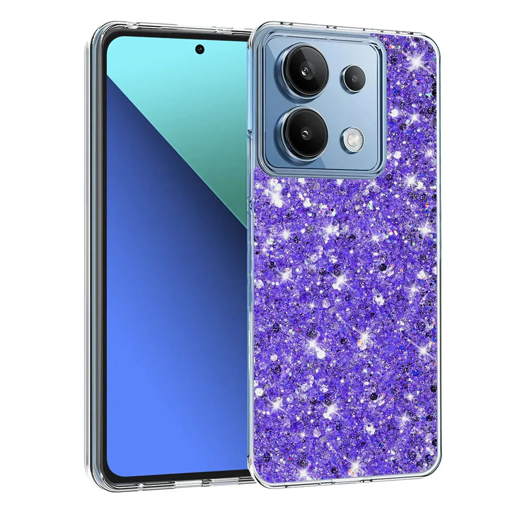 Custodia per Xiaomi Redmi Note 13 4G, Techsuit, Sparkly Glitter, Viola - immagine 1